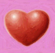 Hand-painted red heart on a pink background Wall Mural