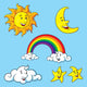 Sun Moon Stars Clouds Wall Decal Sticker Set
