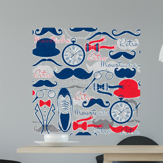 Retro Vintage Seamless Pattern Wall Decal Design 2