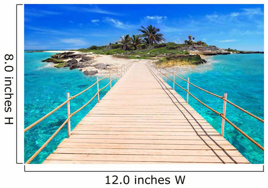 Pier to the tropical island of Caribbean Sea 