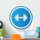 Weightlifting symbol,Blue button,vector Wall Decal
