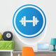 Weightlifting symbol,Blue button,vector Wall Decal