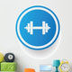 Weightlifting symbol,Blue button,vector Wall Decal