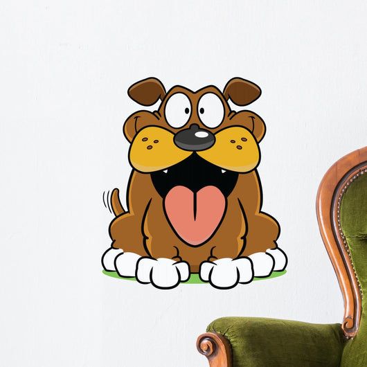 Happy Cartoon Dog Vector Wall Decal