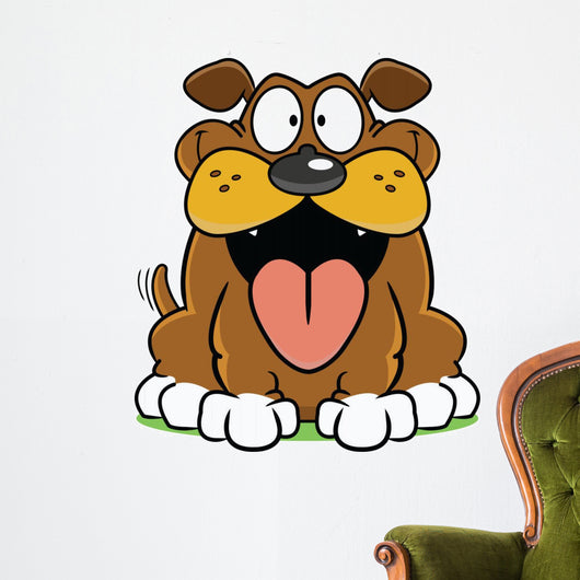 Happy Cartoon Dog Vector Wall Decal
