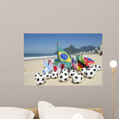 Soccer World Cup Wall Mural shown on a wall
