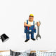 Mechanic with big wrench Wall Decal