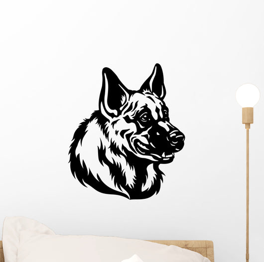 german shepherd head black white Wall Decal