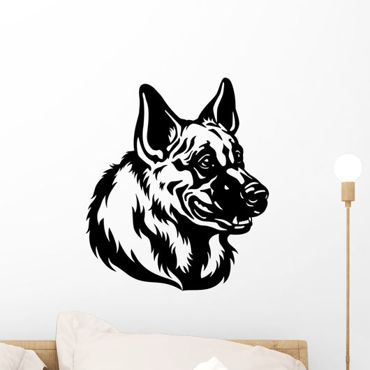 german shepherd head black white Wall Decal