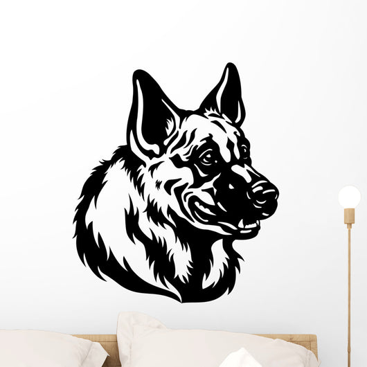 german shepherd head black white Wall Decal