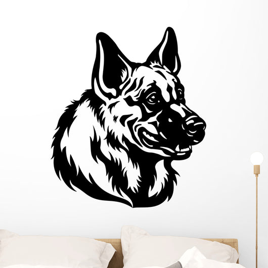 german shepherd head black white Wall Decal
