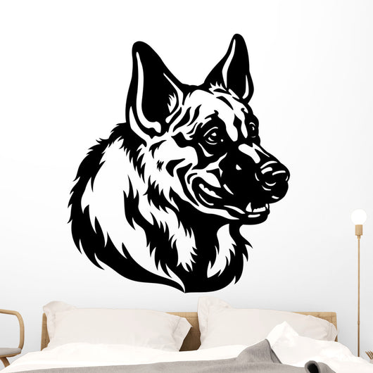 german shepherd head black white Wall Decal