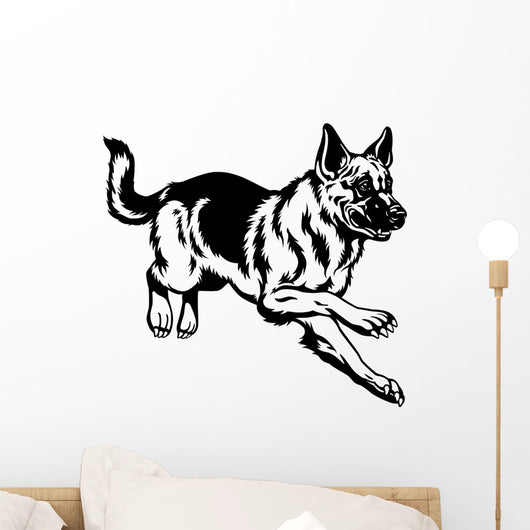 german shepherd black white Wall Decal