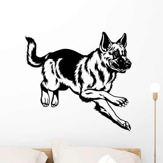 german shepherd black white Wall Decal