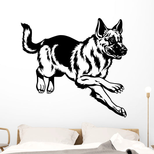 german shepherd black white Wall Decal