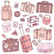 pink suitcases travel Wall Decal