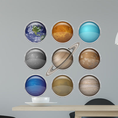 Solar System Planets Set shown on a wall