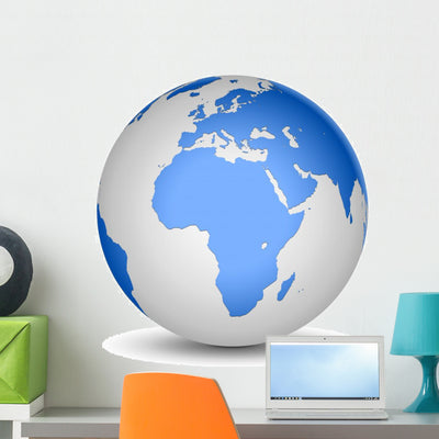 White and Blue Globe shown on a wall