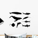 Set Silhouettes Fish Whale Wall Decal Sticker Set