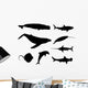 Set Silhouettes Fish Whale Wall Decal Sticker Set