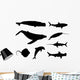 Set Silhouettes Fish Whale Wall Decal Sticker Set