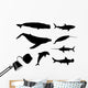 Set Silhouettes Fish Whale Wall Decal Sticker Set