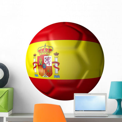 Spanish Soccer Ball Type Wall Decal shown on a wall