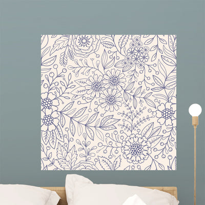 Seamless Floral Pattern Wall Decal Design 9 shown on a wall
