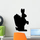Schwarze Silhouette Osterhase mit Eierkorb - Vektor/freigestellt Wall Decal