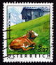 Postage Stamp Austria 2002 Cow in Pasture, Tyrol Province Wall Mural