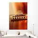 Acoustic guitar bridge and strings close up Wall Mural