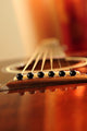 Acoustic guitar bridge and strings close up Wall Mural