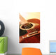 Musical instrument acoustic guitar close up in perspective Wall Mural