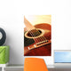 Musical instrument acoustic guitar close up in perspective Wall Mural