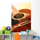 Musical instrument acoustic guitar close up in perspective Wall Mural