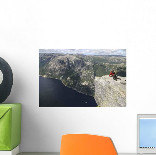 Two Hikers Look down Wall Decal