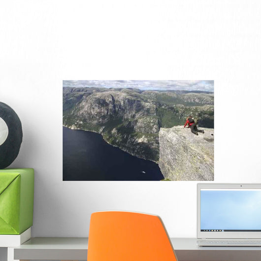 Two Hikers Look down Wall Decal