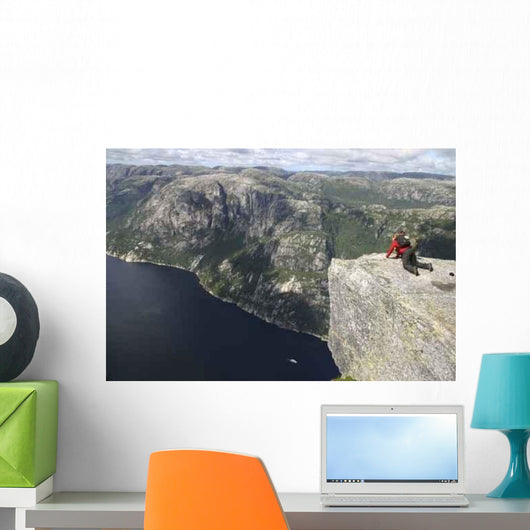 Two Hikers Look down Wall Decal