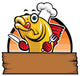 cartoon of fish chef Wall Decal
