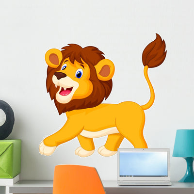 Lion Walking Wall Decal shown on a wall