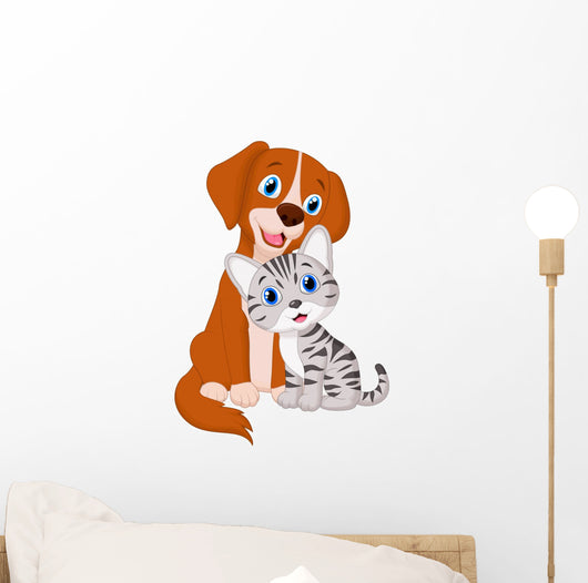 Cute Cat and Dog Wall Decal