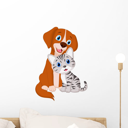 Cute Cat and Dog Wall Decal