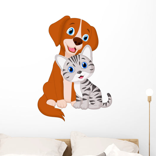 Cute Cat and Dog Wall Decal
