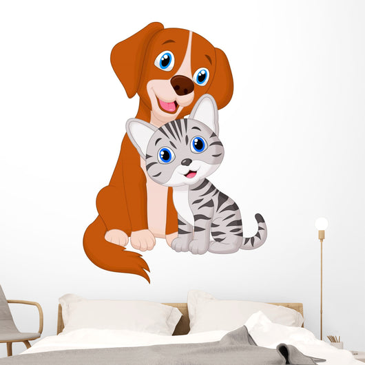 Cute Cat and Dog Wall Decal