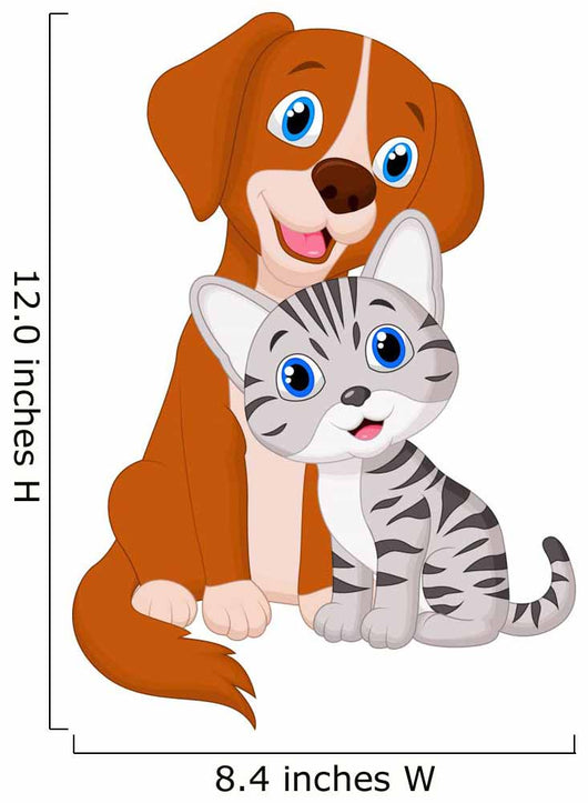 Cute Cat and Dog Wall Decal