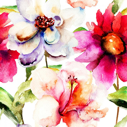 Seamless Wallpaper with Flowers Wall Decal