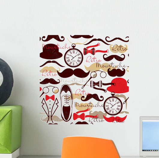 Retro Vintage Seamless Pattern Wall Decal Design 1