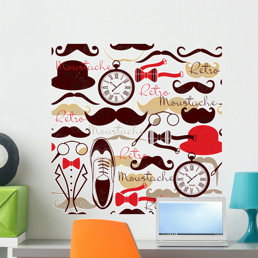 Retro Vintage Seamless Pattern Wall Decal Design 1