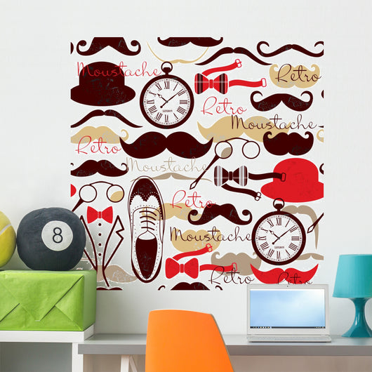 Retro Vintage Seamless Pattern Wall Decal Design 1