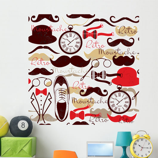 Retro Vintage Seamless Pattern Wall Decal Design 1